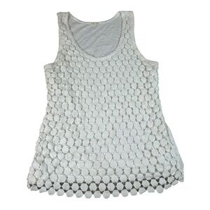 J. Crew White shell tank with crochet dotted overlay (D1)
